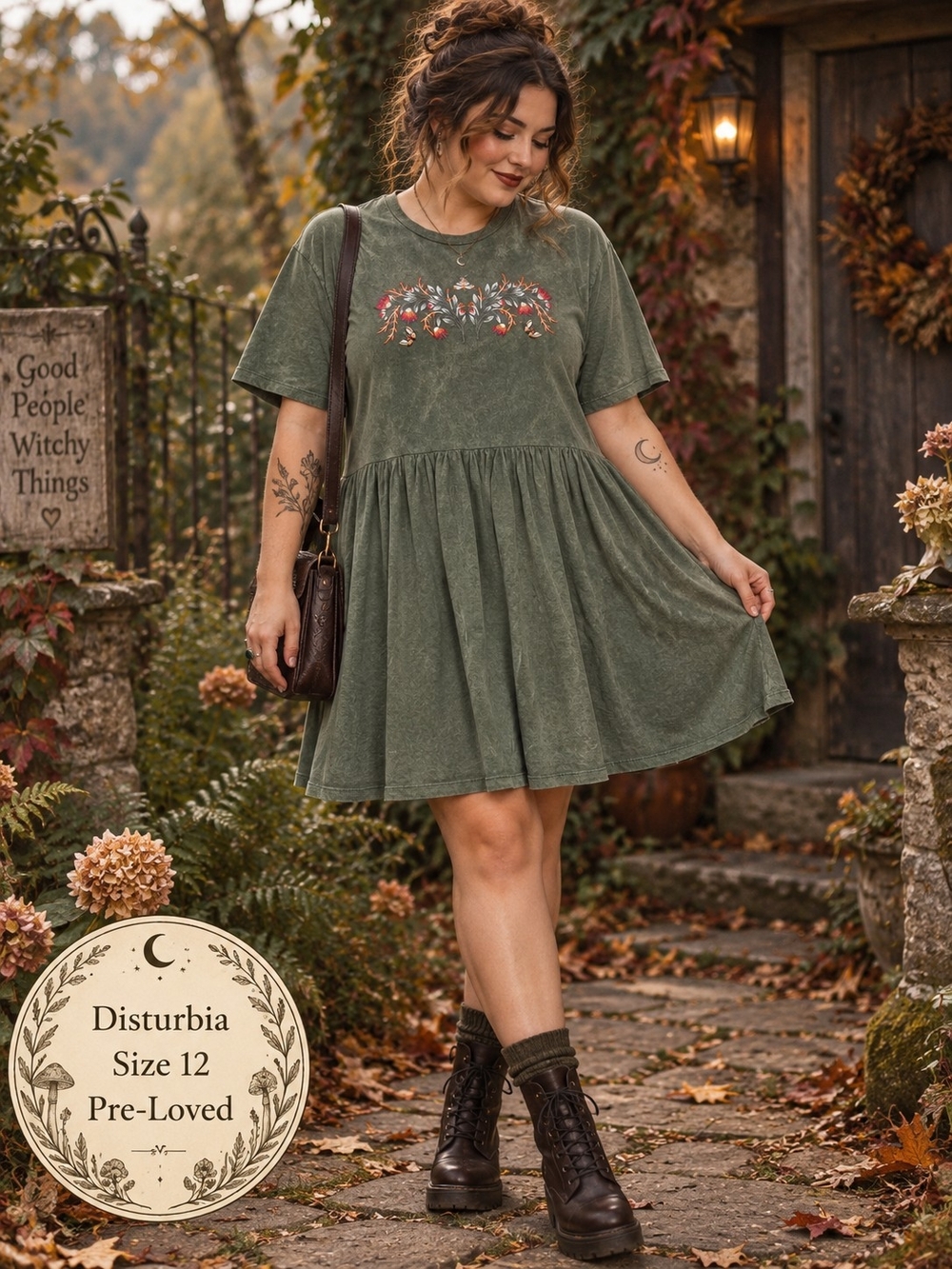 Disturbia Copia Embroidered Skater Dress With Pockets | Size 12